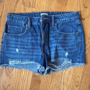 Roxy Frayed Hem Distressed Denim Shorts - Blue